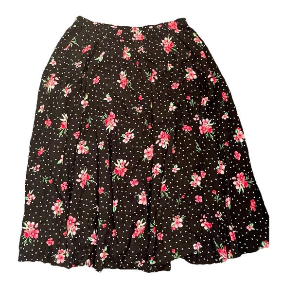 Woman Within Women's Pull-On Elastic Waist Soft Maxi Skirt Size 24W Black Floral - Picture 1 of 4